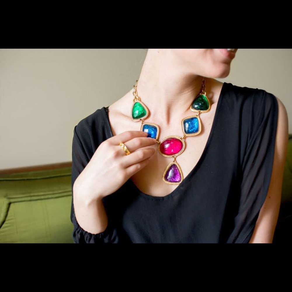 kenneth jay lane vintage colorful gem necklace!✨💥